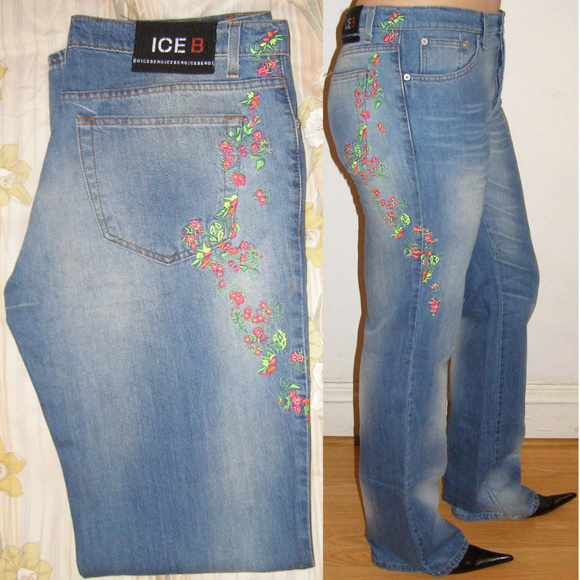 NWT Iceberg Embroidered Jeans size 10-12 Inseam 36 - Picture 1 of 9